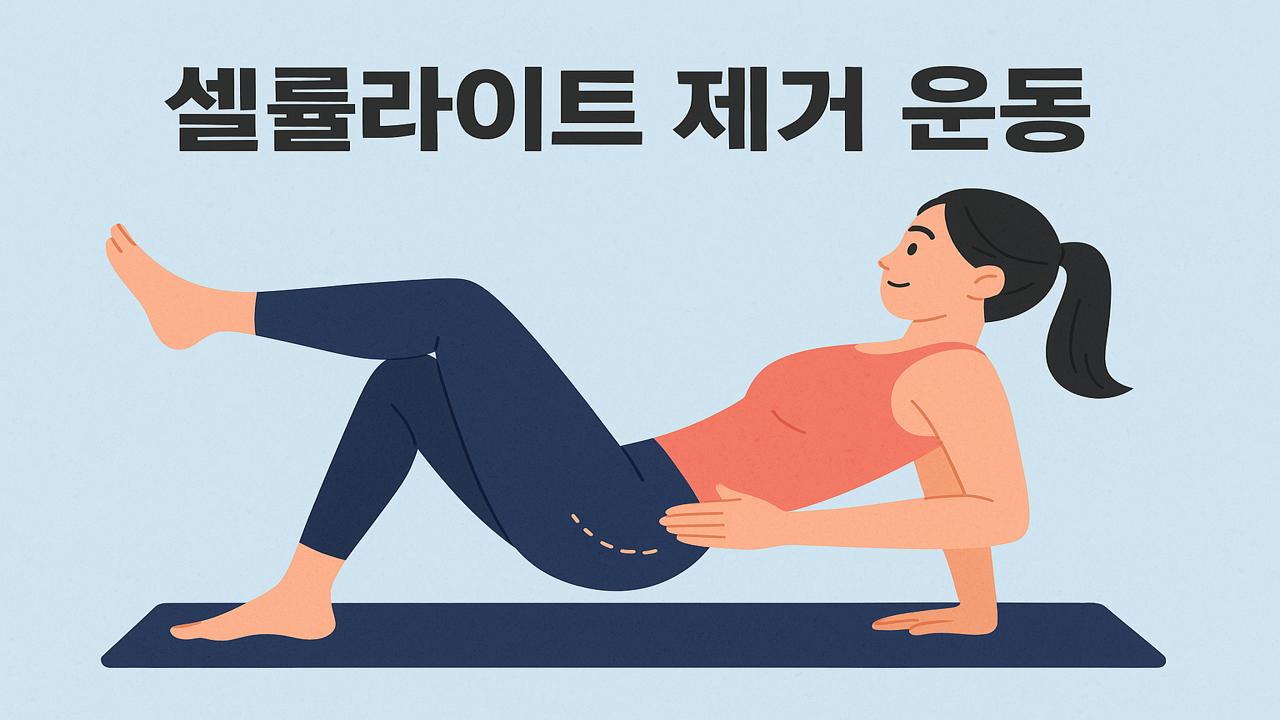 셀룰라이트 제거 운동법 1 셀룰라이트 제거 운동 중 힙 브릿지 자세를 취하는 여성 일러스트